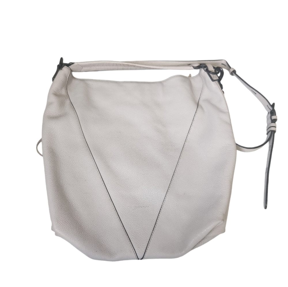 Rebecca Minkoff Gray‎ Leather Hobo Bag Fringe Detail Adjustable Strap